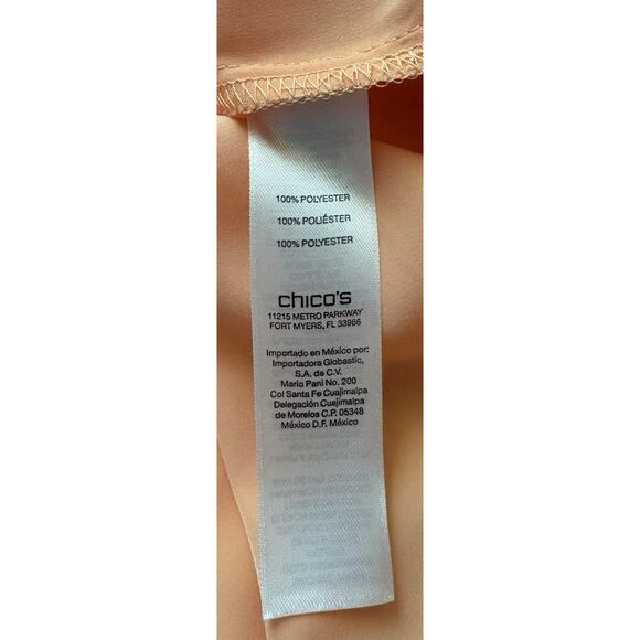 Chico’s Peach Short Cuffed Sleeve 1/2 Button Tunic Side Slits Size 1 (Med) - Picture 4 of 4